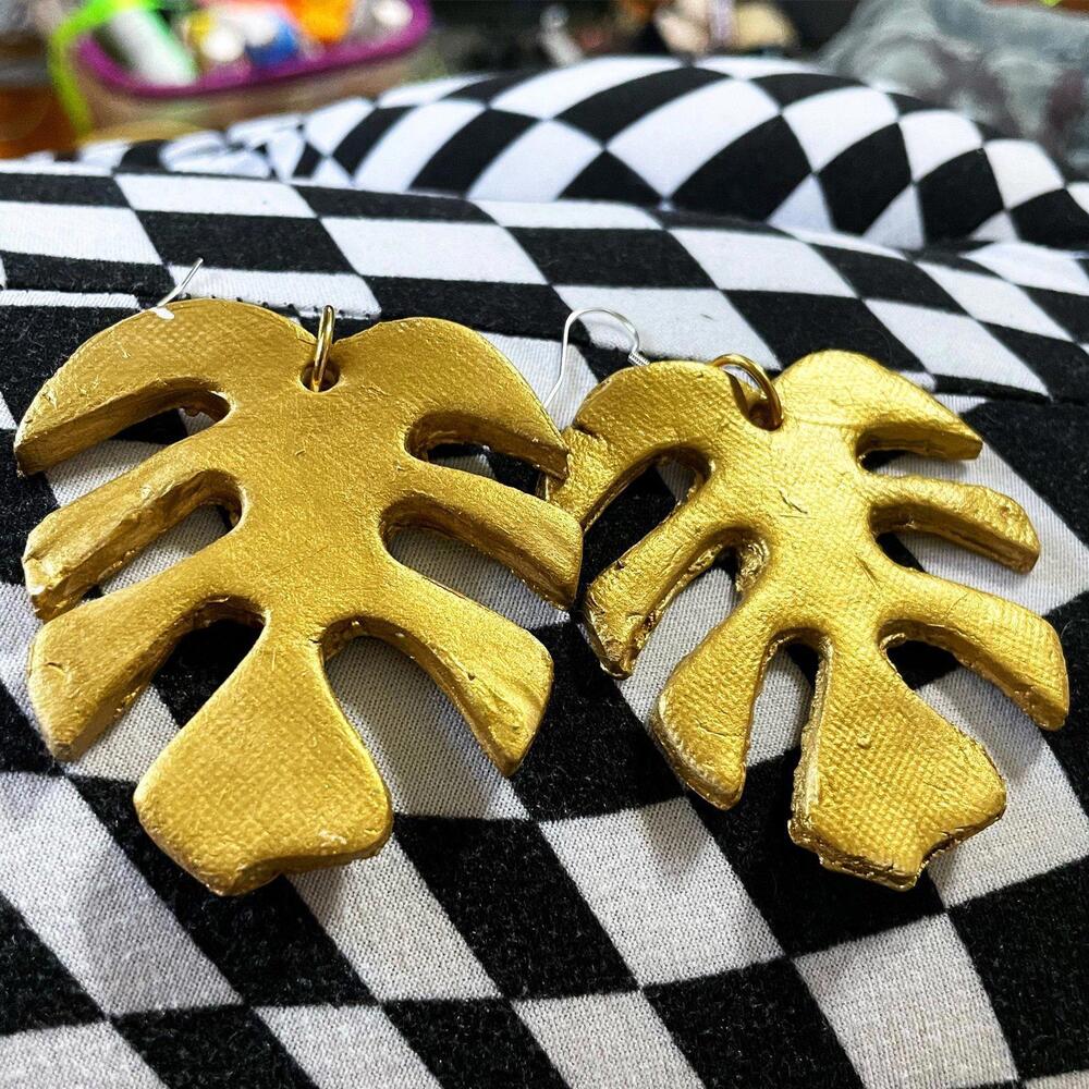 monstera thai constellation also aura earrings plant jewelry plants flowers